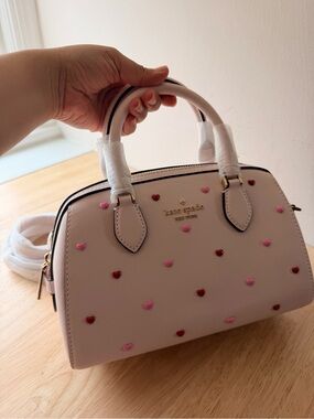 NEW🤍kate spade Pink Heart-Stud Dome Satchel